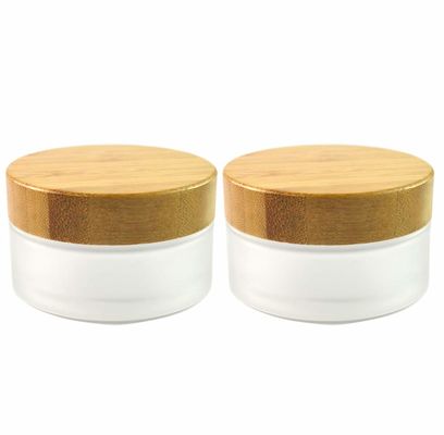 Frosted Glass Cream 50g 15g 30g Bamboo Cosmetic Containers Glass Jar Care Skin