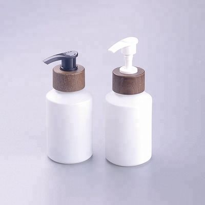 200ml Oblique Shoulder Coated White Glass Bamboo Cosmetic Jars With Wooden Cap