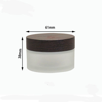 15g 30g 50g Oblique Shoulder Glass Cosmetic Jar With Brown Wooden Lid Cream