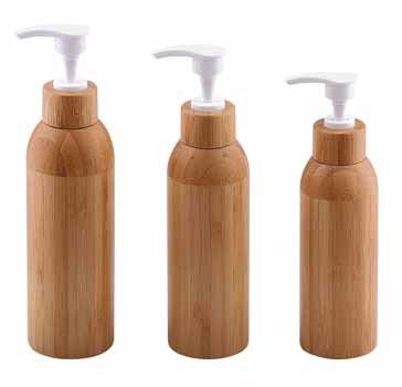 Empty Lotion Pump Bamboo Cosmetic Containers Lotion Bottles  Inner Plastic 120ml