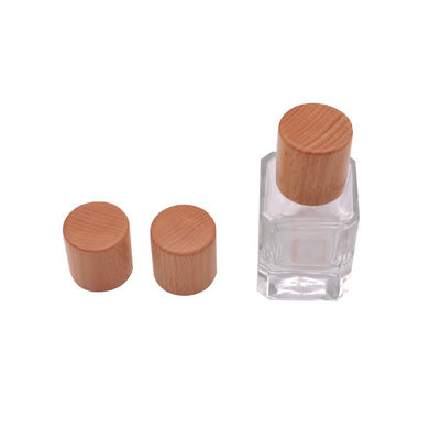 Factory Sale Beech Wooden Lid Perfume Bottle Cap Empty Glass With Sprayer Pump