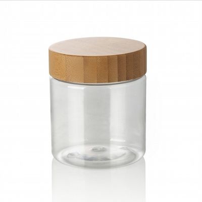 250ml PET Eco Friendly Refillable Cosmetic Frosted Plastic Jar with Bamboo Lid