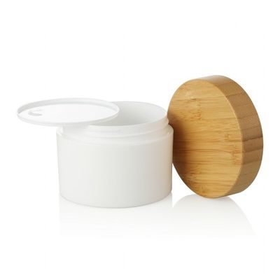 250ml PET Eco Friendly Refillable Cosmetic Frosted Plastic Jar with Bamboo Lid