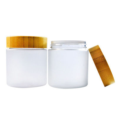 250ml PET Eco Friendly Refillable Cosmetic Frosted Plastic Jar with Bamboo Lid