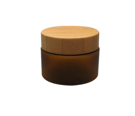 200g Frosted Clear PET Cream Cosmetic Jar With Bamboo Wooden Lid Wide Mouth