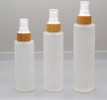 50ml Frosted Glass Bottle with Bamboo Cap Cosmetic Container Dia 37mm* H95mmn