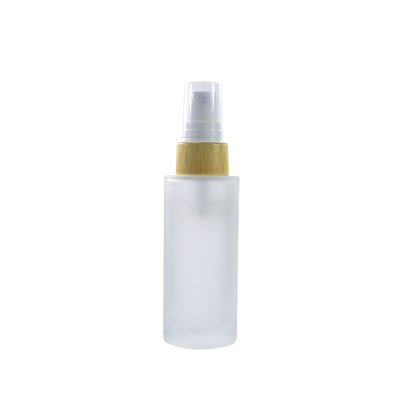 50ml Frosted Glass Bottle with Bamboo Cap Cosmetic Container Dia 37mm* H95mmn