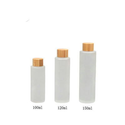 150ml Frosted Glass Bottle with Bamboo Cosmetic Lotion Container pump Care Skin