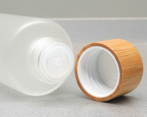 150ml Frosted Glass Bottle with Bamboo Cosmetic Lotion Container pump Care Skin