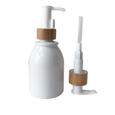 250ml Frosted Amber Cosmetic PET Bottle With Bamboo Pump