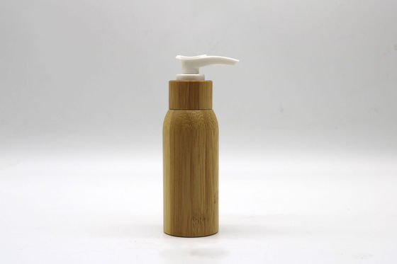Empty Lotion Pump Bamboo Cosmetic Containers Lotion Bottles  Inner Plastic 120ml