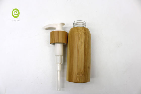 Empty Lotion Pump Bamboo Cosmetic Containers Lotion Bottles  Inner Plastic 120ml