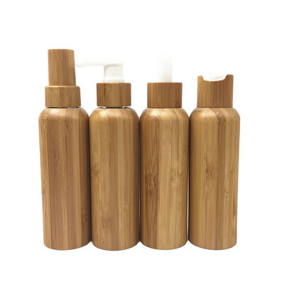 Empty Lotion Pump Bamboo Cosmetic Containers Lotion Bottles  Inner Plastic 120ml
