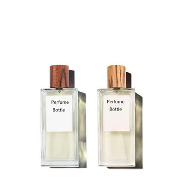 Empty 50ml Rectangle Perfume bottle Cosmetic glass Square Aroma bottle Wooden Cap