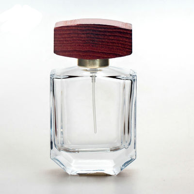 50ml Clear glass perfume bottle with cap and pump spray collarwith wooden caps