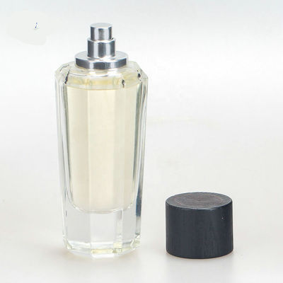 high-grade glass glass perfume bottle with wooden magnet cap and pump spray