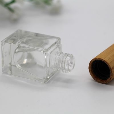 square Nail Polish Bottle Bamboo Cap Make up Cosmetic Glass Bottle  Empty Bottle
