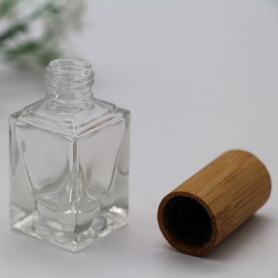 square Nail Polish Bottle Bamboo Cap Make up Cosmetic Glass Bottle  Empty Bottle