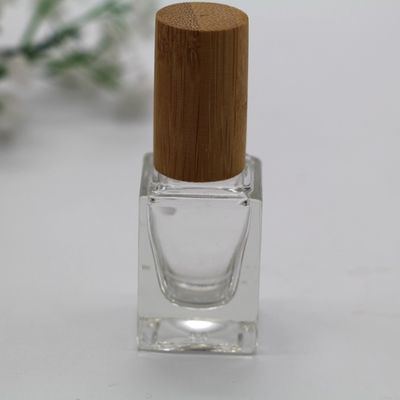 square Nail Polish Bottle Bamboo Cap Make up Cosmetic Glass Bottle  Empty Bottle