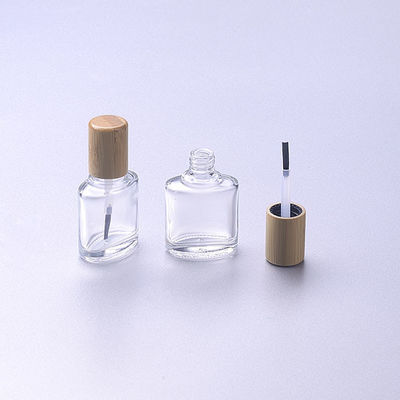 empty nail glass polish bottle 15ml with brush/ bamboo wood cap  make up