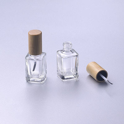 empty nail glass polish bottle 15ml with brush/ bamboo wood cap  make up