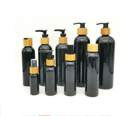 Skincare Plastic PET Shampoo Bottle Lotion Pump White Black Bamboo Lotion Pump