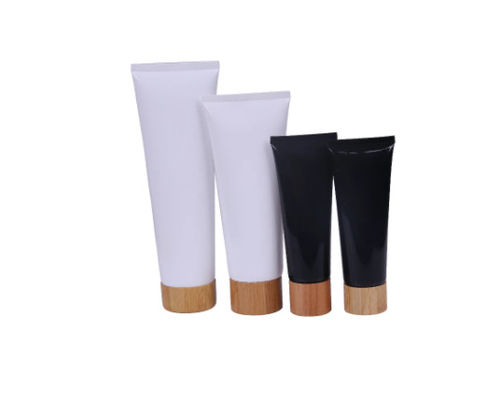 plastic soft tubes with screw cap / empty cosmetic cream bottles with bamboo