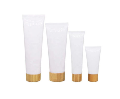 plastic soft tubes with screw cap / empty cosmetic cream bottles with bamboo