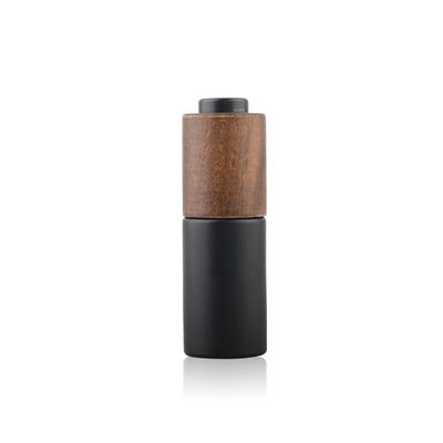 New Developed Wooden Bamboo Cap Round Dark Violet Glass Bottle with lotion pump