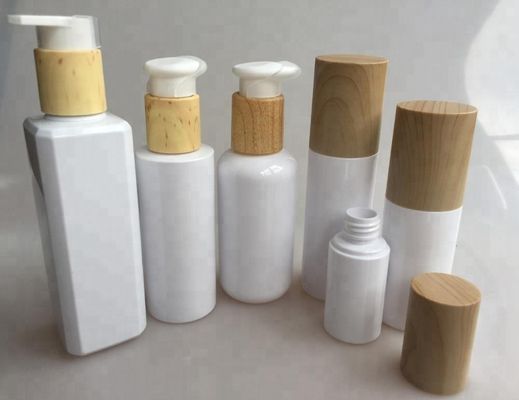PET plastic cosmetic sets bottle skin care water bottle with wood bamboo cap