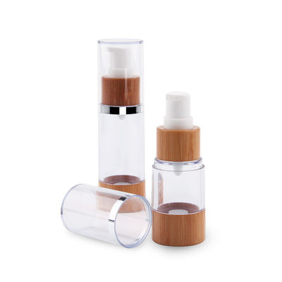 50ml Empty Airless Pump Bottles bamboo Refillable Plastic Vacuum Cosmetic Essence