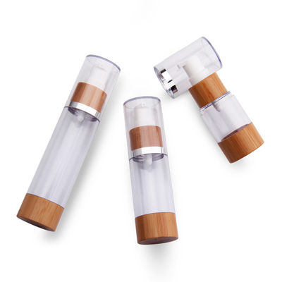 50ml Empty Airless Pump Bottles bamboo Refillable Plastic Vacuum Cosmetic Essence