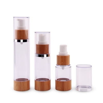 50ml Empty Airless Pump Bottles bamboo Refillable Plastic Vacuum Cosmetic Essence