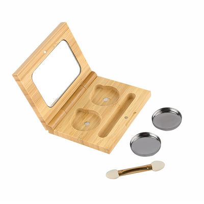 10g Empty Cosmetic packaging Bamboo Makeup Eye Shadow Double Cavity With Brush