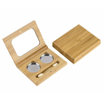 10g Empty Cosmetic packaging Bamboo Makeup Eye Shadow Double Cavity With Brush
