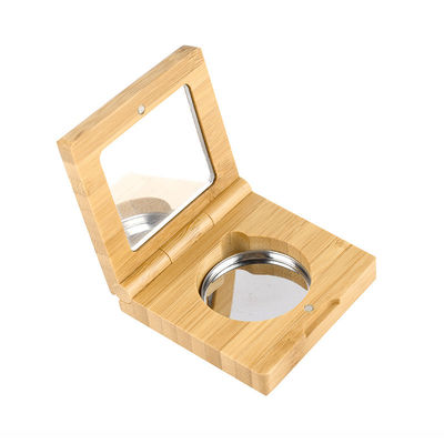 10g Empty Cosmetic packaging Bamboo Makeup Pressed Powder Eye Shadow With Mirror
