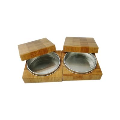 Empty Cosmetic Jars Aluminium Containers with bamboo cover / eye shadow powder
