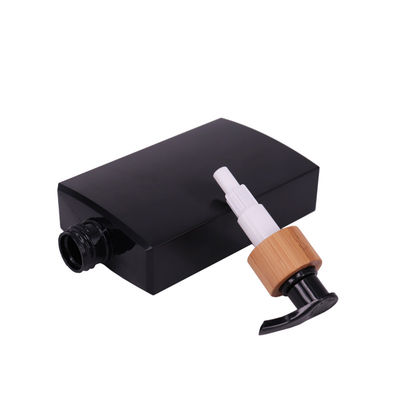 250ml Black Square Shampoo bath bottle with bamboo Pump cleanser Plastic Bottles
