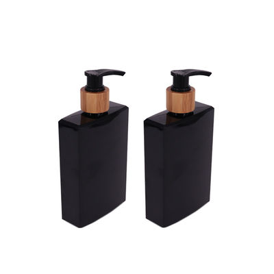 250ml Black Square Shampoo bath bottle with bamboo Pump cleanser Plastic Bottles