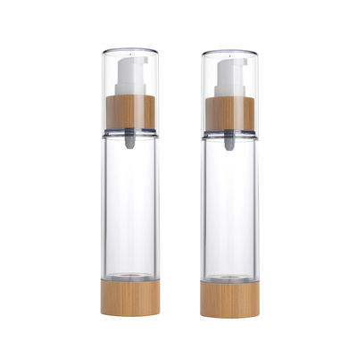 vacuum pump lotion bottle 30ml 50ml plastic airless pump bottle with bamboo lid