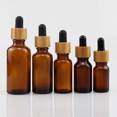 100ml Essential Oil Glass Cosmetic Bottle With Bamboo Dropper Care Skin Brown