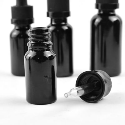 Matte Frosted Black Essential Oil GLass Bottle With CR Dropper Cap Bottle