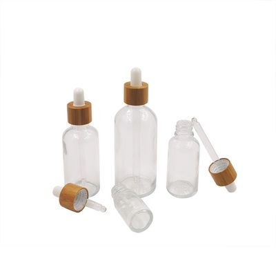 1oz Empty Amber Black Essential Oil Glass Dropper Bottles With Bamboo Lids