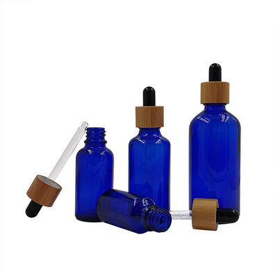 1oz Empty Amber Black Essential Oil Glass Dropper Bottles With Bamboo Lids