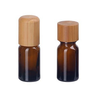 Essential Oil Bottle Empty Cosmetic Brown With 18mm Bamboo Wooden Screw Cap