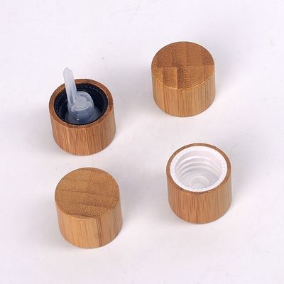 Essential Oil Bottle Empty Cosmetic Brown With 18mm Bamboo Wooden Screw Cap