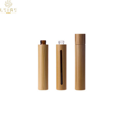 Natural Cosmetic Essential Oil Glass bottle with Real Bamboo Cap Metal Roller