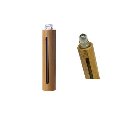 Natural Cosmetic Essential Oil Glass bottle with Real Bamboo Cap Metal Roller
