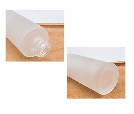 120ml Frosted Glass Bottle with Bamboo Cosmetic Lotion Container pump Care Skin