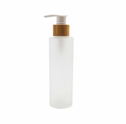 120ml Frosted Glass Bottle with Bamboo Cosmetic Lotion Container pump Care Skin